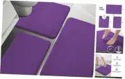 Bathroom Rug Sets 3 Piece, Memory Foam Bath Mat, Non Slip 3 Pieces Eggplant