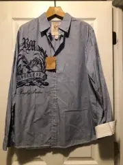 Red camel men's new blue cotton casual shirt size: XL
