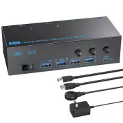 HDMI+DisplayPort KVM Switch 3 Computers 3 Monitors USB 3.0 KVM Switcher 8K@60Hz