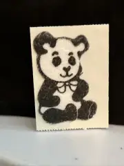 Vintage 80’s Fuzzy felt Back & White PANDA BEAR with Bow Sticker - Rare