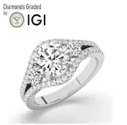 Round Solitaire Labgrown Diamond Engagement Ring Platinum 5.85 Ct D VVS2