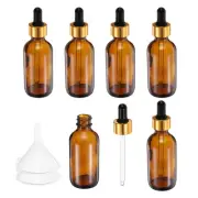 6Pcs 30ml Glass Dropper Bottle with Eye Dropper Funnel Amber