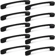 Set of 10 Matt Black Cabinet Door Handles and Pulls,Hardware Furniture Drawer Handles,Zinc Alloy Kitchen Cabinet Wardrobe Door Handles Pull,135mm Long,Handles Hole Center 96mm with Screw