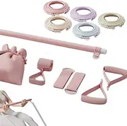 Pilates Set with 5 Adjustable Resistance Bands Elastic Pilates Essentials Kit for Home Fitness, Stretching, Strength Training Bar Board Essentials Kit for Women