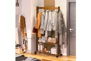 Vibe Geeks Entryway Hallway Clothes Rail Rack 2 Layer Shoe Shelves with Wheels