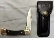 Buck 110 Folding Hunter Lock-back Knife, Brass Bolster with Leather Sheath 2021