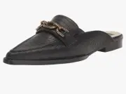 Dolce Vita Sidon Black Leather Loafer Flats Mules Woman's Shoes size 9 NEW