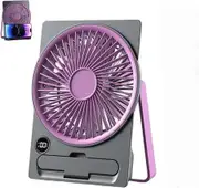 Portable Desk Fan USB Rechargeable Fan 180 Degree Wide Angle Folding Fans With Power Display 6 Speeds Quiet Table Fans Color Purple