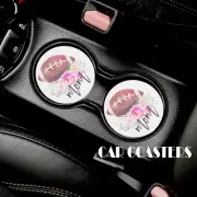 NEW~ Spring Floral Football Mom Cup Holder Car Coasters Set of 2
