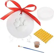 Paw Print Ornament Kit - Air-Dry Hand and Footprint Kit Decoration - Pet's First Christmas Ornament, Dog Paw Print Kit, Pet Footprint Memorial Impression, for Family Ornament