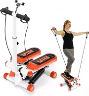 Stepper for Exercise, Mini Stair Stepper with Resistance Bands & Handlebars,