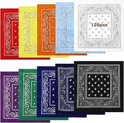[Homaisson] 120 PCS Print Bandanas, Cowboy Bandanas, Bulk Paisley Bandanas, Unisex Head Wrap Scarf, Headband Handkerchief for Women Men, Multi