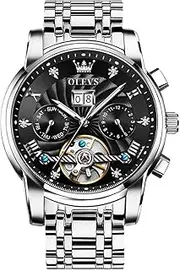 [OLEVS] Automatic Men Watch Tourbillon Self Winding Mechanics Luxury Business Stainless Steel Luminous Waterproof Wrist Watch