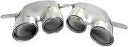 1 Pair 4 Out Stainless Steel Car Exhaust Tip Compatible For A6 A7 S Line Up To S6 S7 2016-2018 Muffler Tip TailTip Exhaust System(Silver)