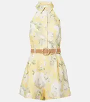 [Zimmermann] Zimmermann Acacia floral halterneck linen romper AU 16 yellow