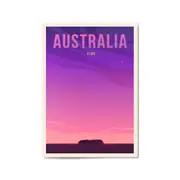 Retro Uluru, Australia Vintage Travel Wall Art