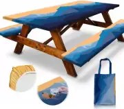 6Ft Polyester Picnic Table Cover with Bench Covers Windproof & Waterproof Tablec