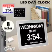 Digital Bedside Alarm Clock LED Snooze Temperature Time Day/Night Clocks Desktop