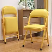 Office Folding Chair, Portable Foldable Stool Chair for Home, Non-Slip Folding Stool with Steel Frame for Indoor Outdoor Events(Yellow)