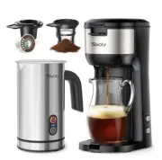 Single Serve Coffee Maker with Milk Frother for K-Cup and Ground Coffee Bundle