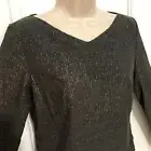 Finity Top XS Long Sleeve Vneck Square Cut Gray W Silver Sparkle Xlnt Cond. NWT