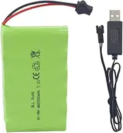 Fytoo 7.2V 2800mah AA Rechargeable Battery with SM-2P Plug and USB Charging Cable for Huina 1550 550 Remote Control Excavator, Truck, Engineering Vehicle TR-211 RC Toy Battery