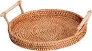 iplusmile 1Pc Rattan Woven Food Basket with Handle Retro Fruit Snack Storage Tray and Stylish Home for Bread Desserts Organizing