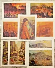 9 Vntg Hong Kong Note Cards Konn’s Fine Art Artist Wai Ming 9 Envelopes
