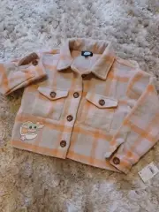 Star Wars The Mandalorian Plaid Grogu Flannel Jacket / Shacket Size XS 4-5 New