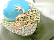 RARE Retired NOLAN MILLER Glamour Collection Large Chunky Crystals FROG Ring