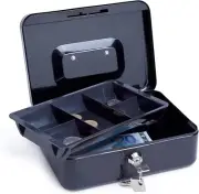 Small Cash Box with Keys and Money Tray, Small Safe Lock Box, Portable Metal Mon