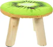 AUTSUPPL Solid Wood Low Stool Sponge Seat Cushion Cartoon Fruit Design Comfortable Footrest for Bedroom Living Room Easy to Clean Stable Construction for Outdoor Use