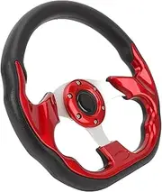 13 inch racing style sports steering wheel with improved grip, for pump material, smooth handling, easy installation, suitable for most vehicles and racing cars, for (red)