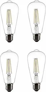 TEKLED® ST64 Filament Vintage LED Bulbs | E27 Edison Screw | Energy Saving 6.5W Light Bulb 60W Equivalent | NONDIMMABLE Clear 4000K 806LM | 4-Pack | Cool White