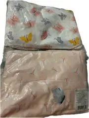 The Peanutshell Butterfly & Flowers 2 Pack Baby Crib Sheet Set Sealed New Pink