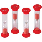 Teacher Created Resources 1 Minute Sand Timers - Small, Red, Pack of 4