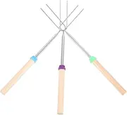 3-Piece Stainless Steel Grill Fork Set Telescoping Forks for Sausage BBQ Steaks Bacon Non-Slip Handle for Camping Picnics Outdoor Cooking