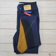 Tailored Sportsman Mid Weight Tech Breeches Clarino Patch - BlueNavy/Tan