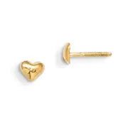 14K Yellow Gold 4mm Heart Stud Earrings Screw Backs Madi K Children's Jewelry