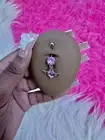 Pink Heart Dangling Belly Button Ring 14G Surgical Steel Navel Piercing Summer