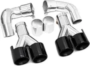 1 Pair Car Exhaust Tip Compatible For BMW G60 G61 520i 530i Quad Exhaust Tip Muffler Tip Exhaust System Nozzle(Black)