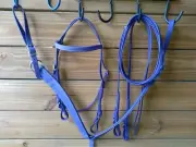 PURPLE Amish Handmade Biothane Western Headstall Breast Collar Reins HORSE