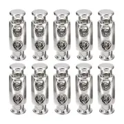8pcs Double Holes Metal Cord Locks Toggle Fastener Stopper Rope End White Nickel