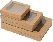Cardboard Paper Catering Grazing Boxes/Trays 10, 20Pk W/Windows Kraft Disposable - Kraft Paper Catering Boxes with Clear Window