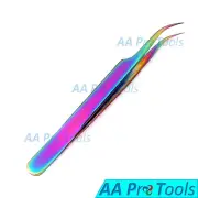 5.5" Curved Eyelash Extension Tweezers - Multi Titanium Coated - Light Weight
