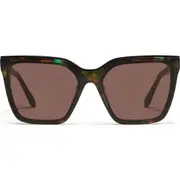 QUAY Level Up 60mm Square Sunglasses in Dappled Green Tort/Brown at Nordstrom One Size