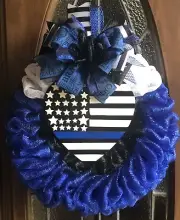 Thin Blue Line Wreath, Support Police Wreath Decor, Everyday Wreath, Best Seller