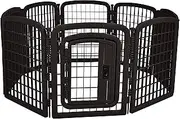 Amazon Basics 8-Panel Plastic Pet Pen Fence Enclosure With Gate - 150 x 147 x 71 Centimeters, Black