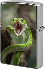 [GHBNK] Snake Opens Its Mouth Lighter Case, Lighter Protective Cover, Personalized Metal Shell Graffiti Design