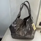 Big Budda Large Shoulder Bag Faux Leather Gunmetal Snap Closer New Vegan